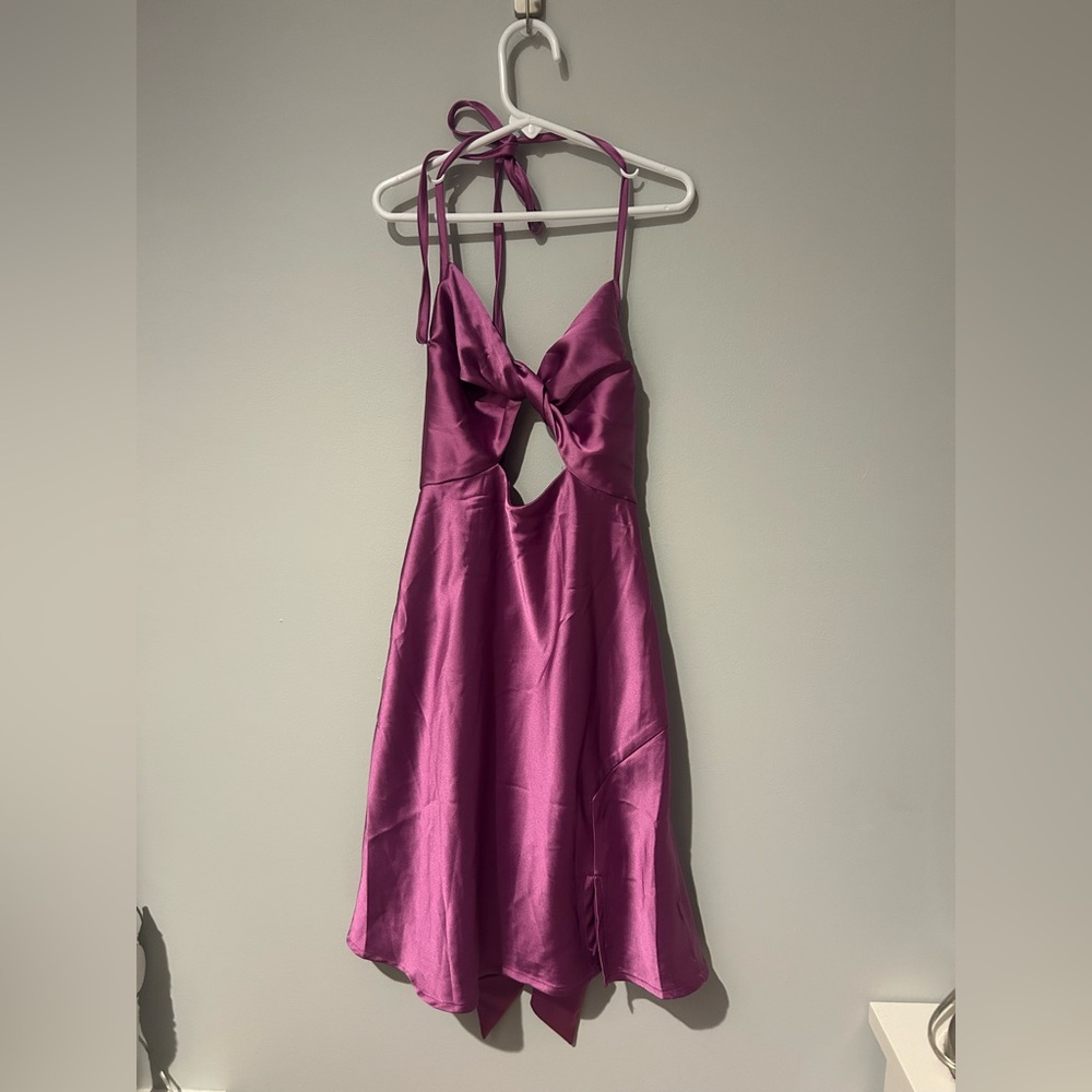 Princess Polly Magenta Satin Halter Dress